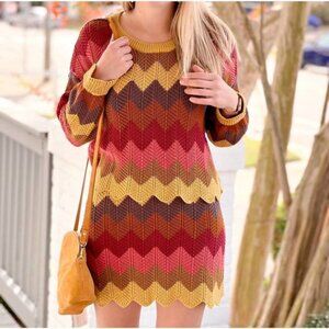 NEW KNOWN SUPPLY lux skirt in coral multi stripe XL NWT